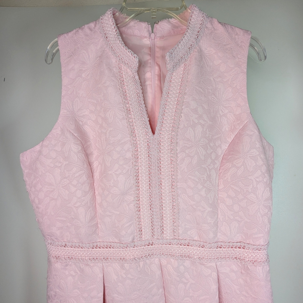 Pretty in Pink Dress Classic Style Brocade Embroidered Size 18 - Picture 3 of 11